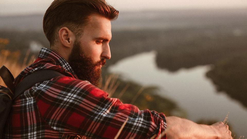 Traveller taking a break from his long nature hike